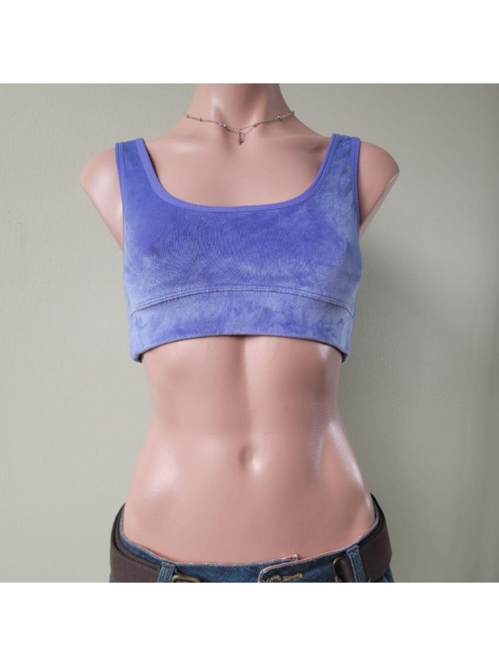 Blue Blush Royal Cobalt Blue Velvet Soft Bralette Tank Top (M)